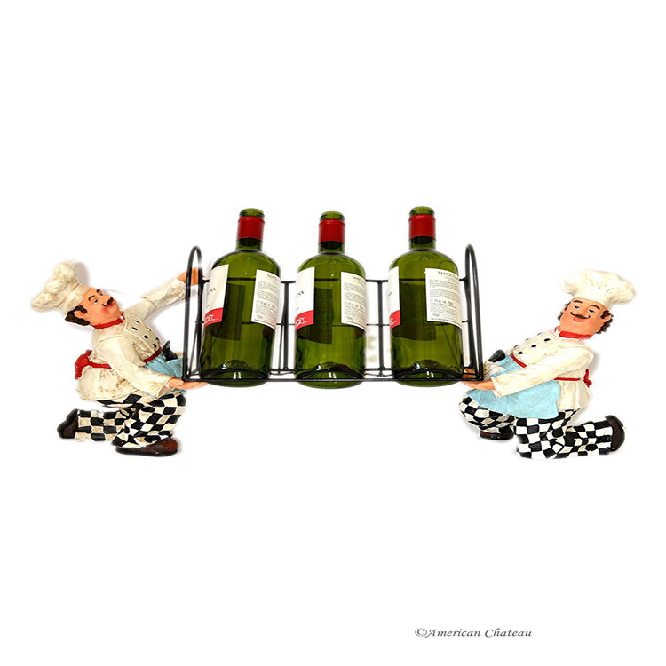 Chef Wine Rack Kitchen Decor with LOGO/Shape/Size/Packing Customized Acceptable