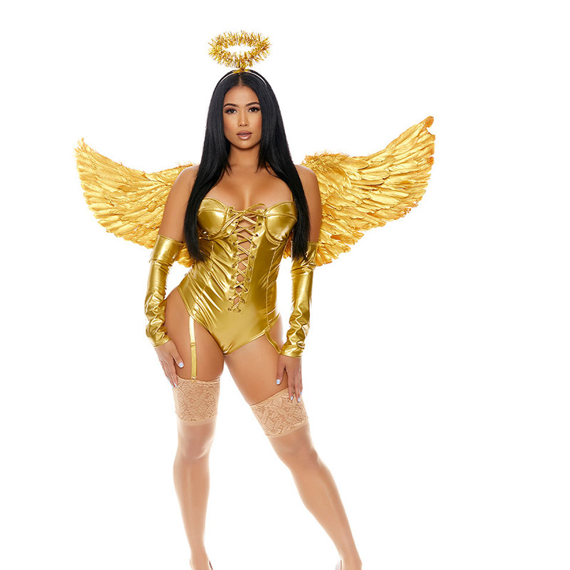 Halloween Angel Elf Goddess Bikini Golden One-piece Sexy Lingerie