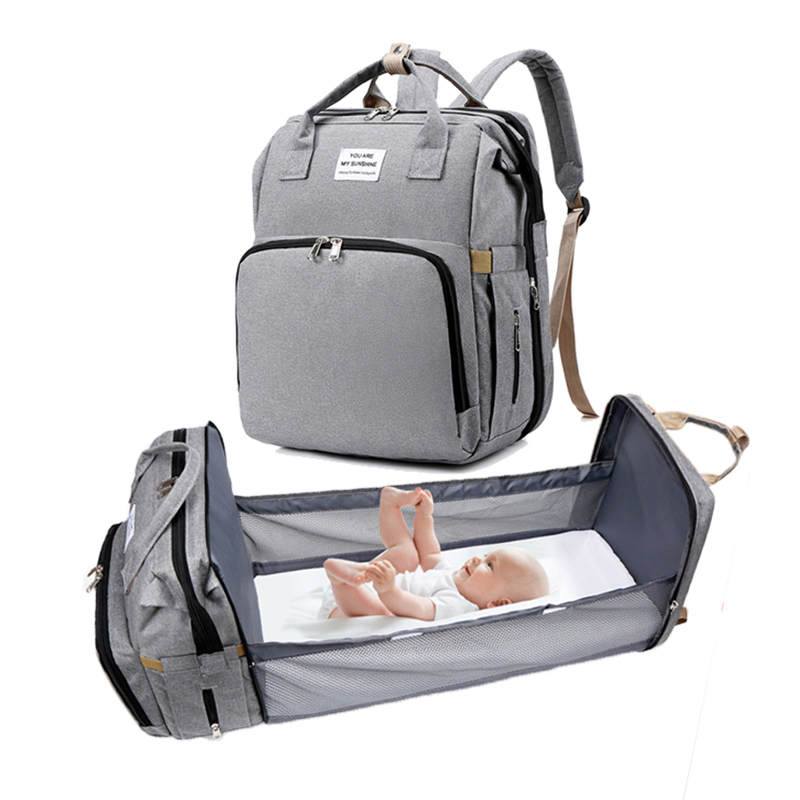 2021 Design 3 In 1 Multifunct Waterproof Maternity Nappy Bag Mummy Mommy Baby Backpack Diaper Bag With Changing Station Bed
