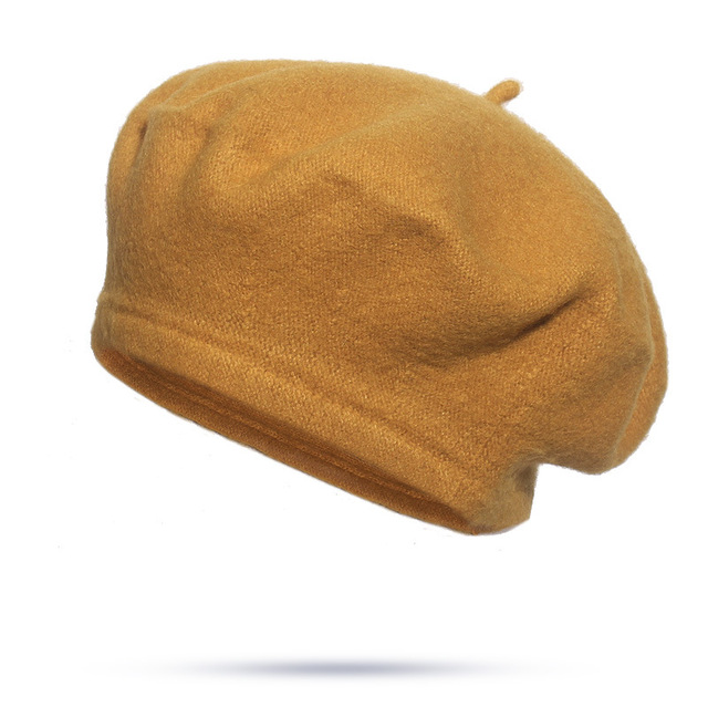 Girl Solid Color Beret French Artist Warm Wool Winter Beanie Hat Retro women
