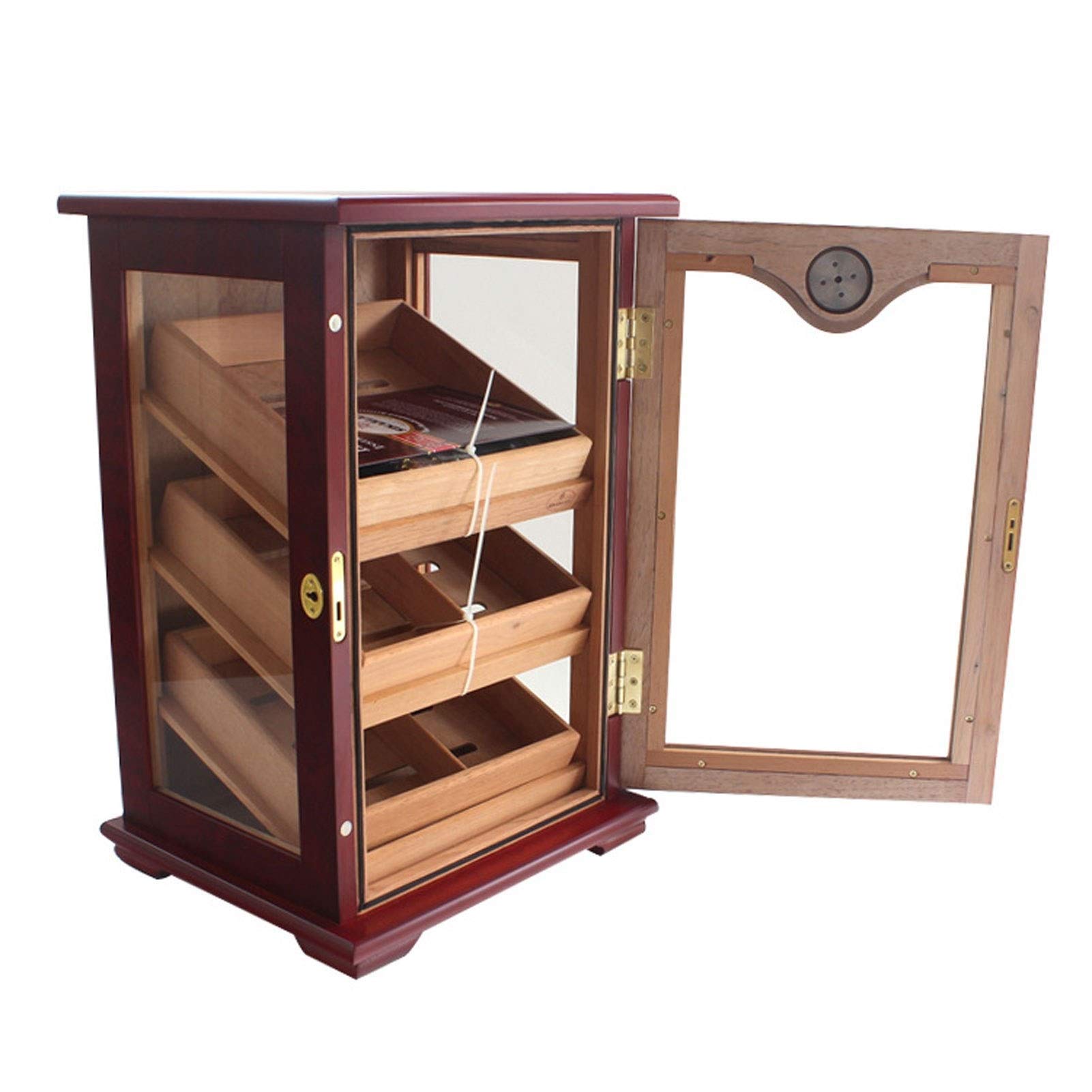 3 Cedar wood Lined Trays Display Desktop Cabinet Cigar Humidor Box