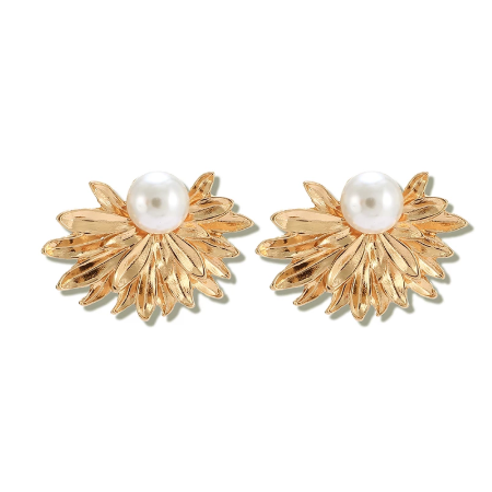 15 Style Charming Big Flowers Drop Earrings for Women Gold Metal Pearl Stone Leaf Geometric Jewelry Pendiente