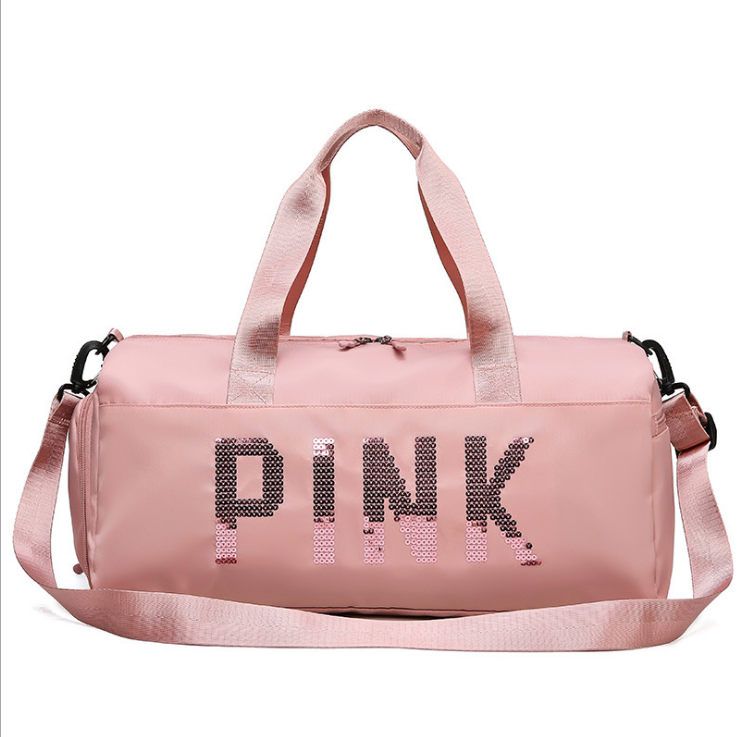 Large Capacity Sport Travel Bag Shoulder Bags Fashion Travel Pink Letter Tote Trip Duffel Bag With Shoe Compartment