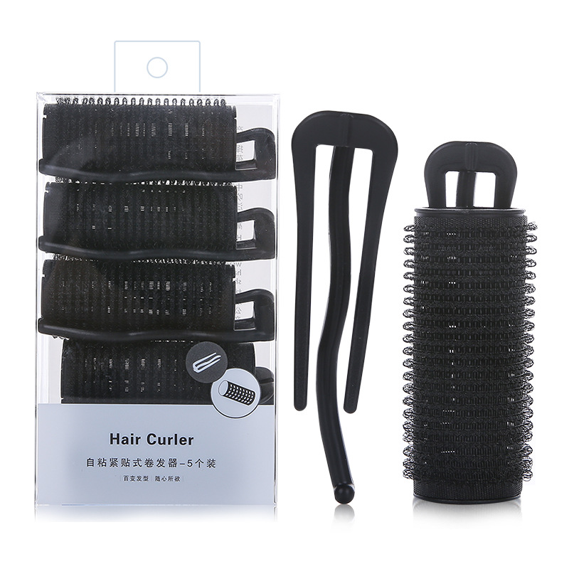 Black 5PCS/Set Curlers Nylon Curling Clip DIY Hair Rollers Sleep Air Bang Cling