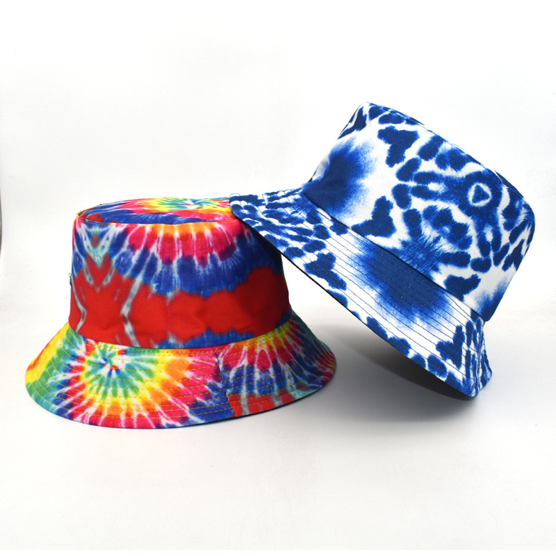 2021 NewTie-dye Printed Fisherman Hats Double-sided Bucket Hats Quality Colorful Hats