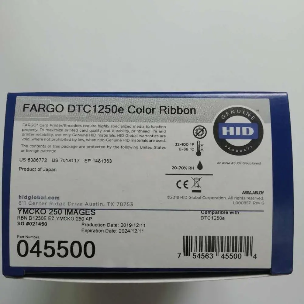 YMCKO Full Color Ribbon 45500 Compatible ID Card Printer Ribbon for Far-go DTC1250e Printer