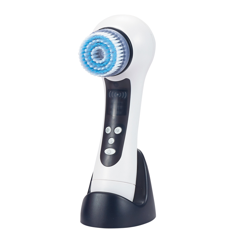 LULA Beauty 6 In 1Extendable Handle Breast Back Feet Massager Facial Cleansing Brush Exfoliating Spin Brush