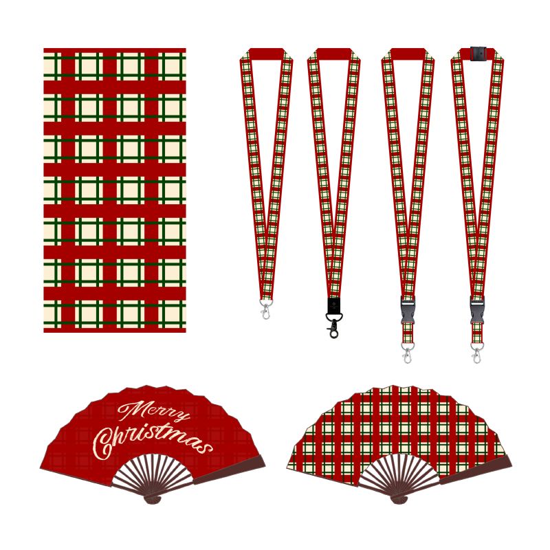 Custom logo lanyard neck tube scarf wedding hand fans for Christmas