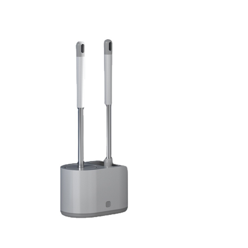 White And Black Eco-Friendly Home Bathroom Cleaning Plastic Toilet Brush And Holder Set