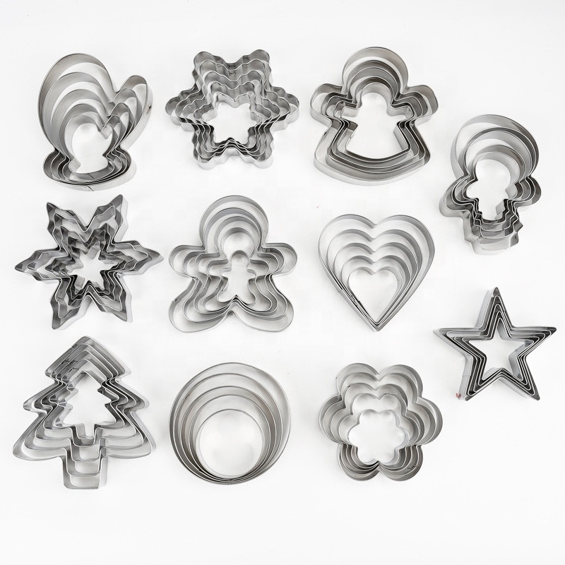 10 Styles Christmas Cookie Cutter Sets Star Round Heart Snowman Tree Gingerbread Man Shape Cookie Cutters for Christmas