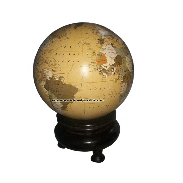 World Globe With Wooden Base
