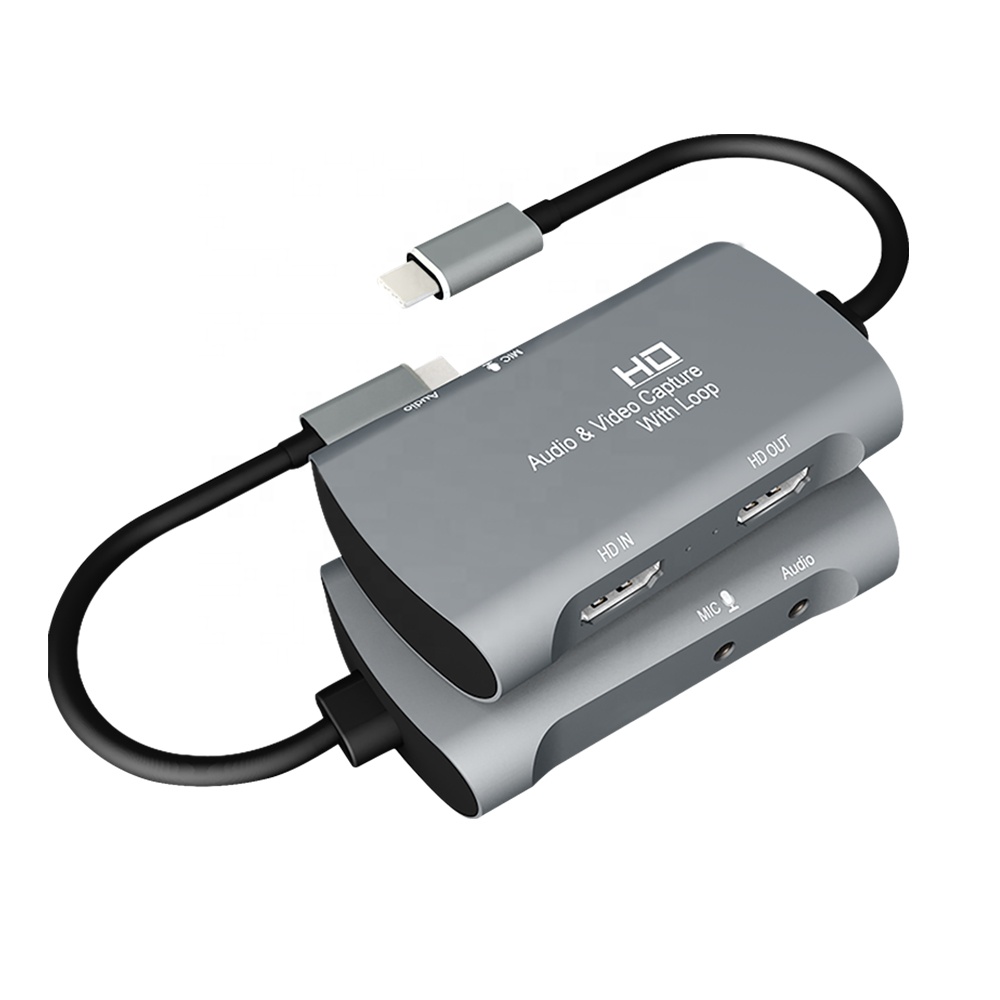 Устройство захвата видео типа C HD 1080P, карта захвата с HD MI Loop Out Mic Audio