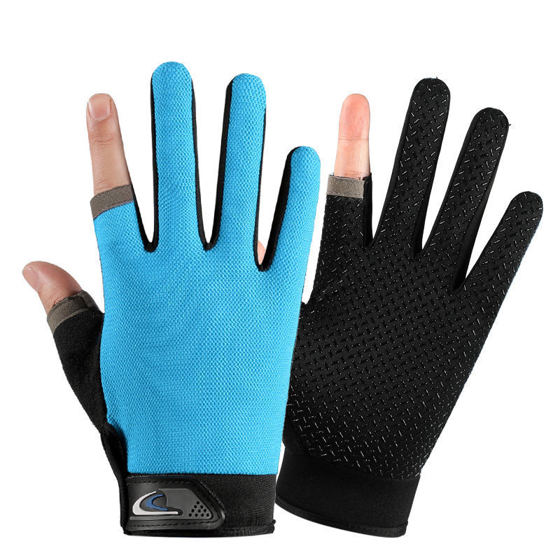 Wholesale Professional 2 Fingers Cutting Design Fishing Gloves Anti-slip Colorful Protect Hand Fishing Gloves