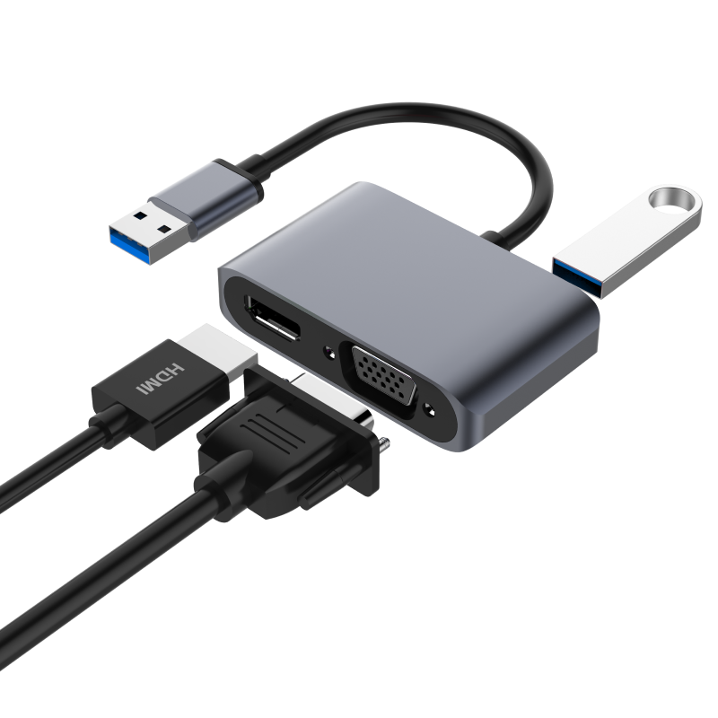 Colorii UHV3 USB 3.0 to H D M I VGA 1080P@60Hz USB2.0 HUB adapter for laptop