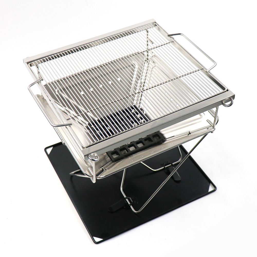 Outdoor Picnic Folding Stainless Steel Barbecue Grill Barbecue Tools Charcoal Stove Ladder Home Firewood Barbecue Stove