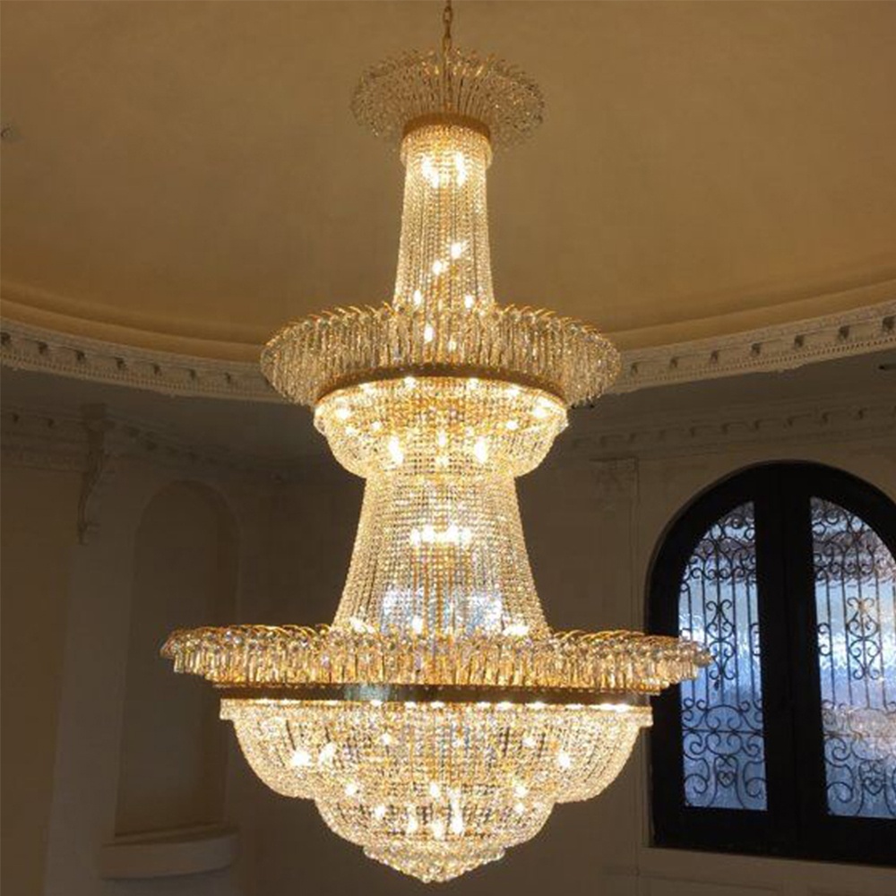 Large Hotel Crystal Lighting French Lustre Empire Crystal Chandelier Luxury