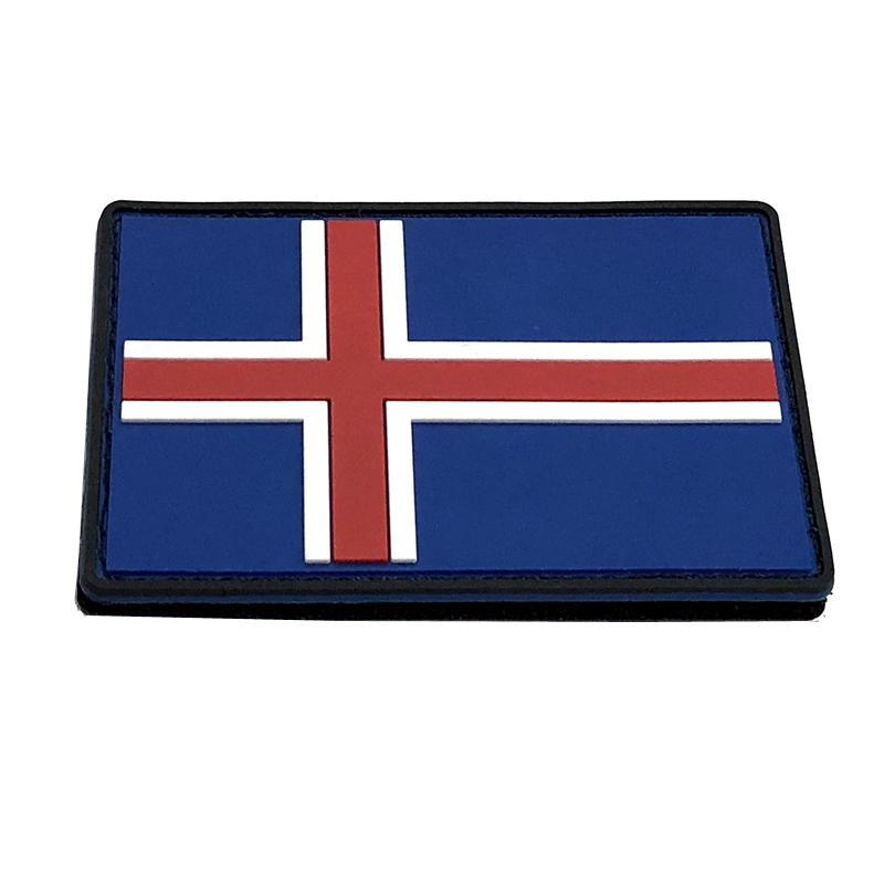 Iceland Icelandic Flags Pride Rubber Flag Rubber Silicone Soft Patches PVC Patch for Backpack Hat Team