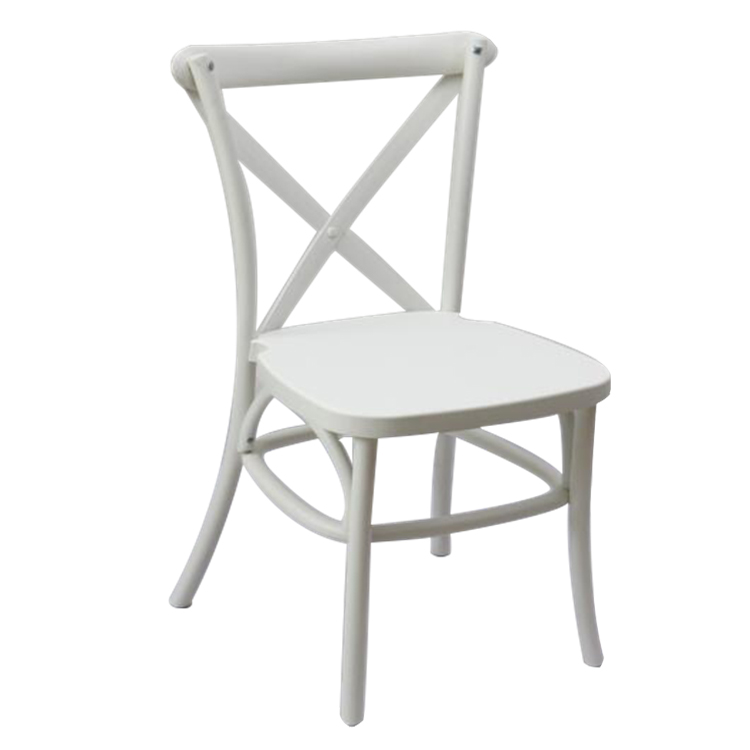 White Plastic Dining Chair Wedding Resin Cross Back x Chair