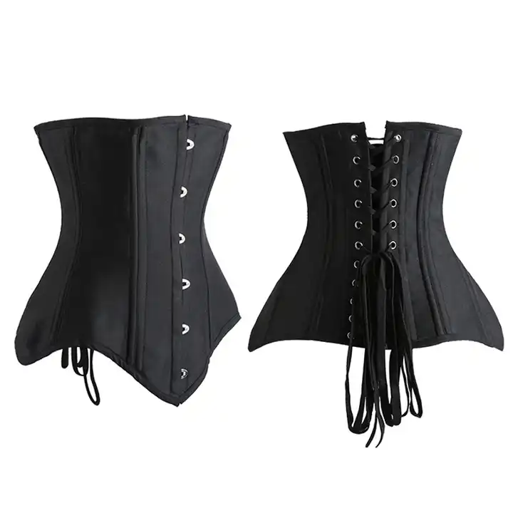 Cotton Corset Grommet string back Waist Trainer with 20 steel bones XS-3XL shape wear