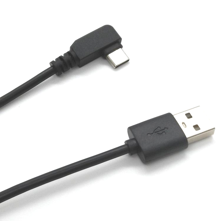 Customized New Mold 1M Black USB Male to 90 Degree Right Angle USB C Male Charging cable