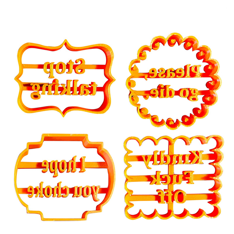 4 Pcs Cookie Molds with Good Wishes with Fun and Irreverent Phrases Cookie Molds Silicone Baking Molds for Sandwich Cookies