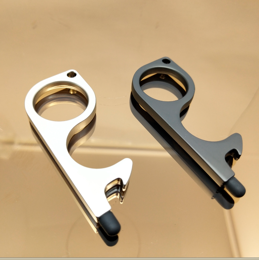 Oneway custom brass hygiene hand antimicrobial brass edc door opener, no touch anti-germ tool door opener hygiene