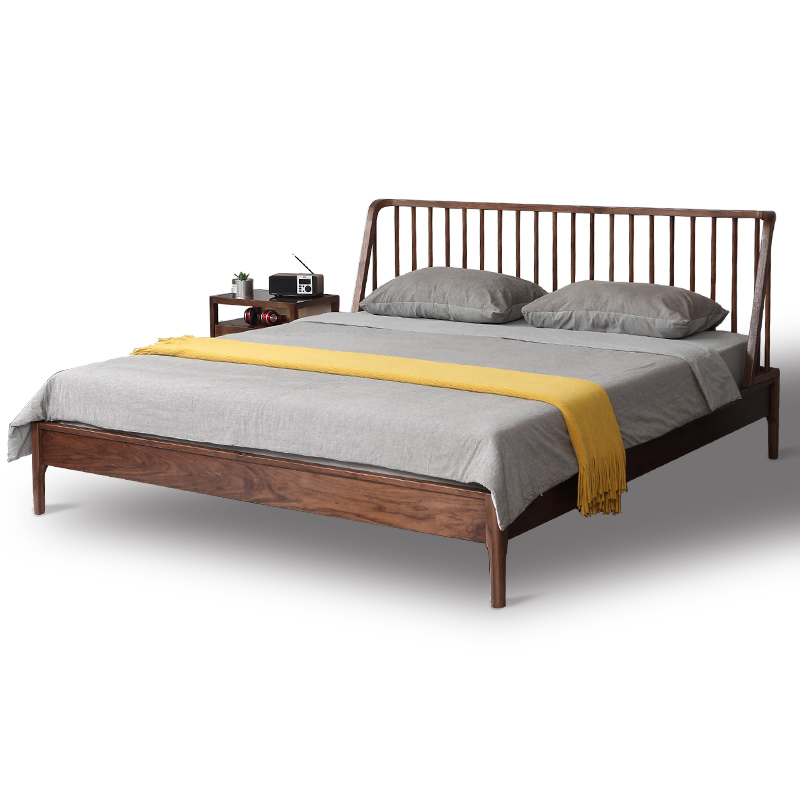 Custom furniture Nordic fashion high-end design bedroom walnut big bed