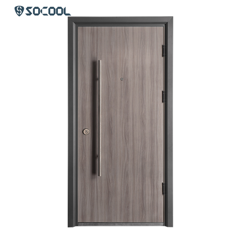 Modern front homes metal pull handle exterior security steel doors