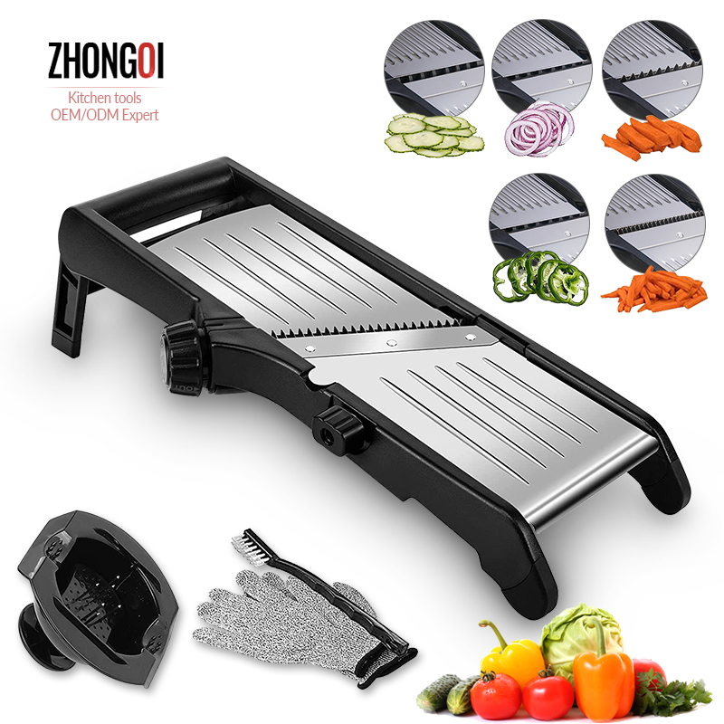Wholesale Stainless Steel Multi-function Fruit Manual Shredder Waffle Fry Cutter Vegetable Mandoline Slicer