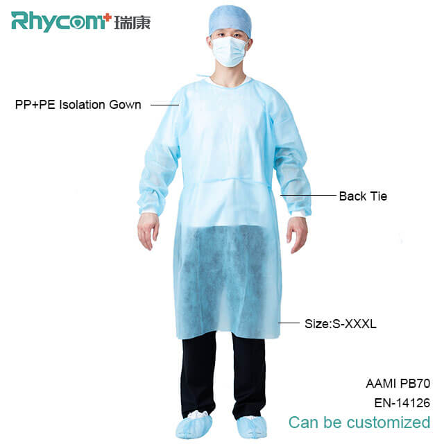 Rhycom одноразовые медицинские нетканые одежда Изоляционные Защитные изоляционные платья Уровень 1 2 3 4
