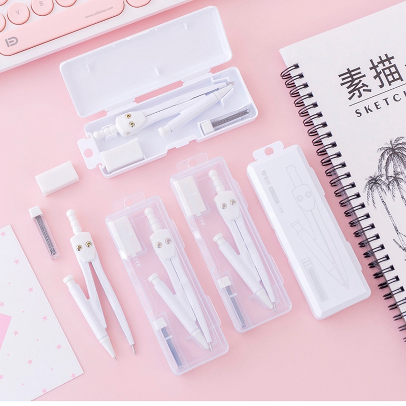Metal Drawing Compass with lead refill Math Geometry Tools for Circles School Supplies Cute Stationery Set for Students