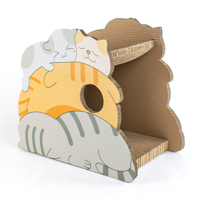 Manufacturer wholesale cute animal shape design corrugated cat scratcher cardboard