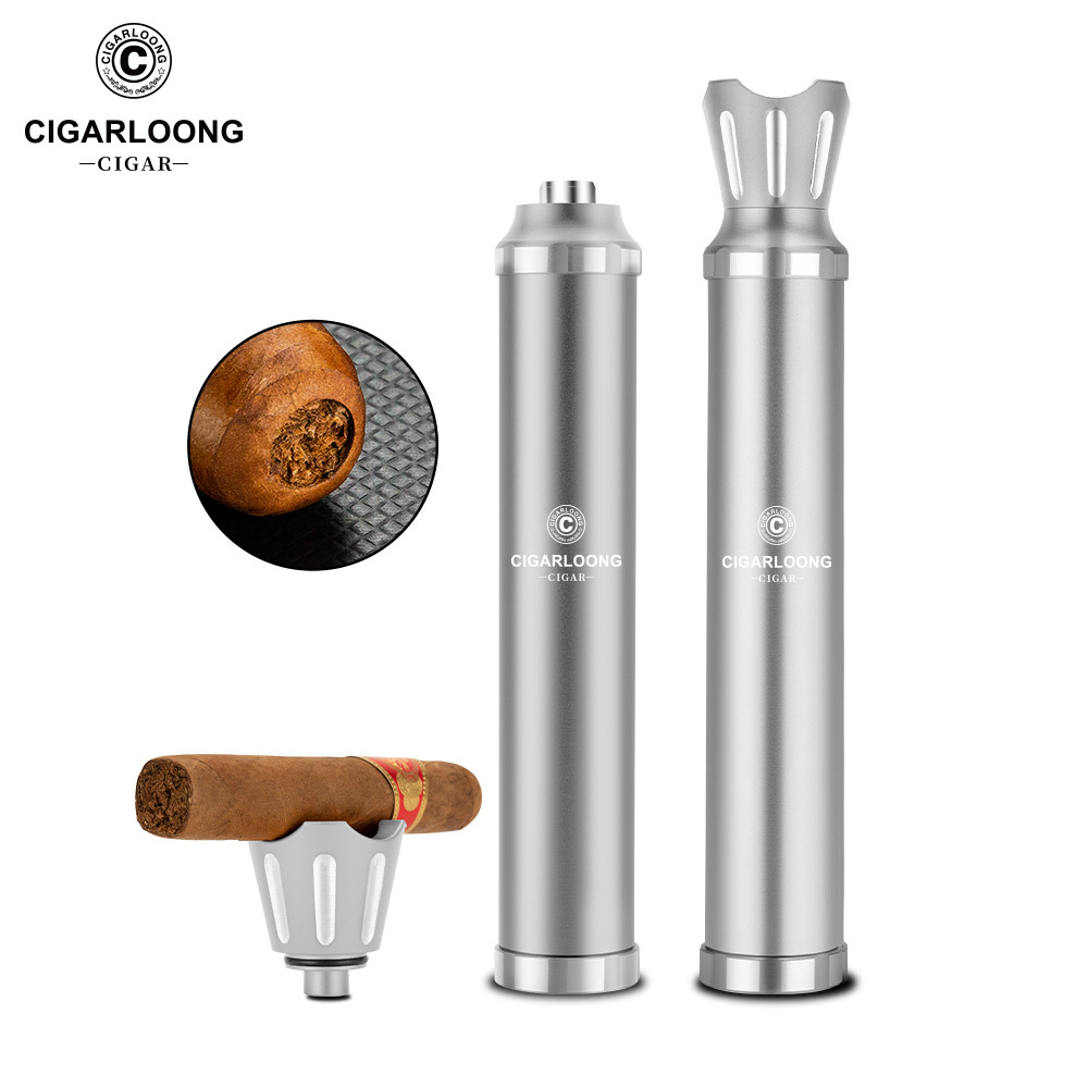 CIGARLOONG Travel Portable Single Cigar Accessories Titanium Multifunctional Cigar Tube with Gift Box Packaging