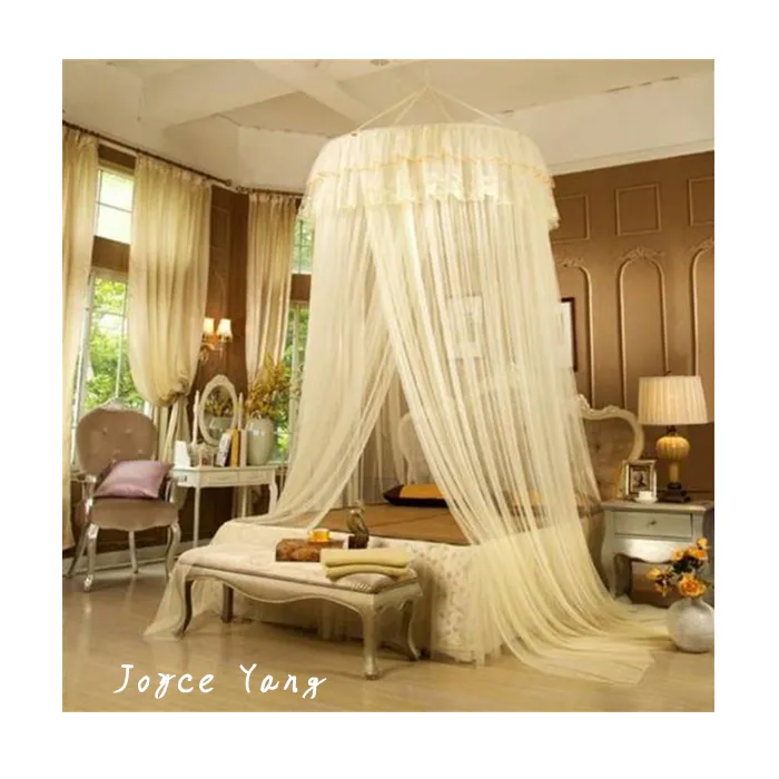 Luxury Home Queen Size Bed Mosquito Net Round Top Mesh Fabric Princess Bed Canopy Double Bed Mosquito Net
