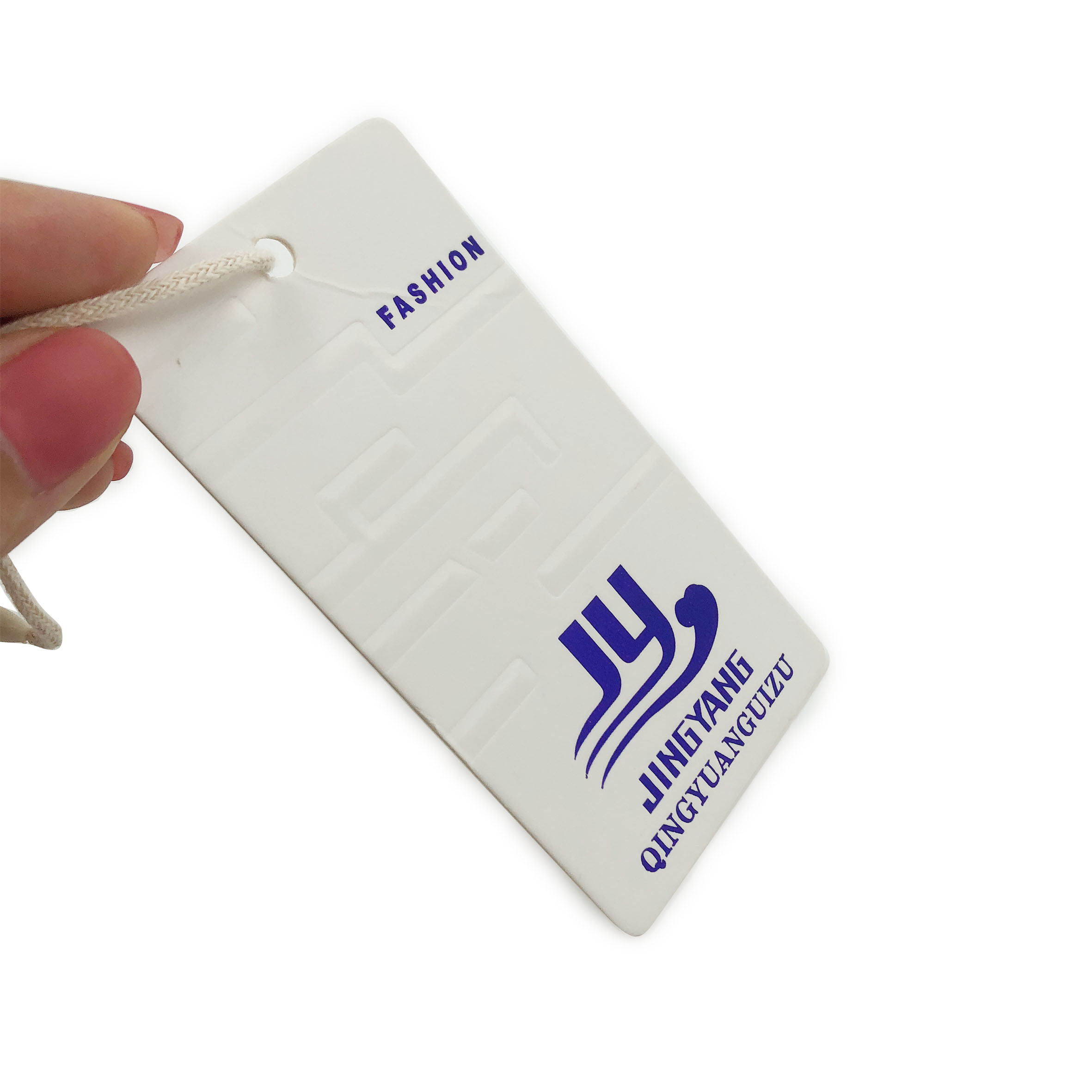 High-end customized clothes label with logo Embossing Print price paper clothes tag