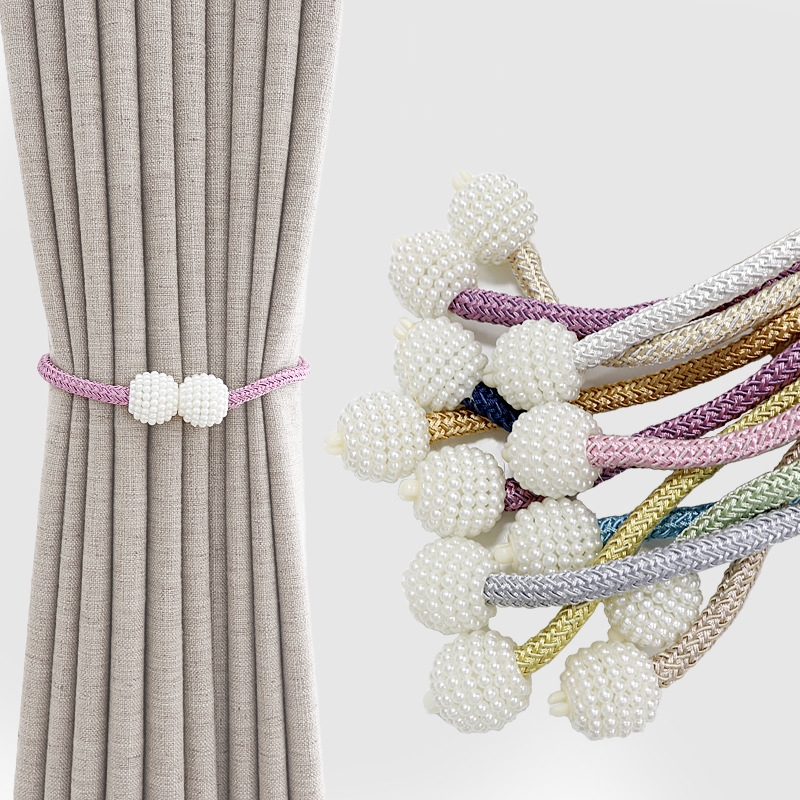 Pearl Magnetic Magnetic Ball Curtain Tie Rope Backs Holdbacks Buckle Clips Accessory Rods Accessoires Hook Holder R1567