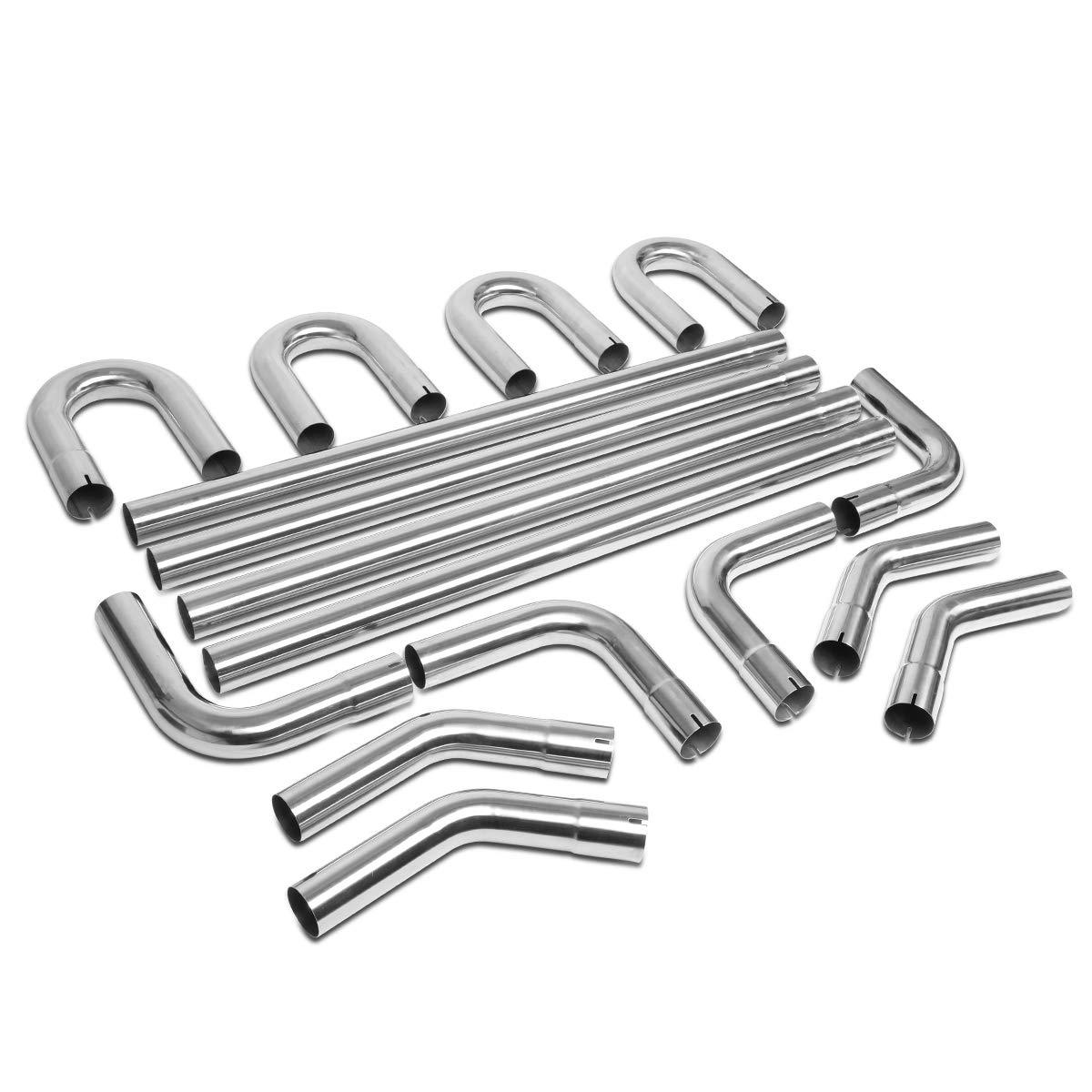 PINOMETAL Custom Universal 16 Pcs 2.5'' 3'' Stainless Mild Steel DIY Exhaust Pipe Tubing Mandrel Straight U Bend Kit