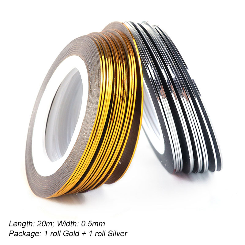 0.5mm Gold Silver Striping Tape Line Nail Art Stickers Polish Transfer Nail Wire Foils Adhesive Nial Sticker