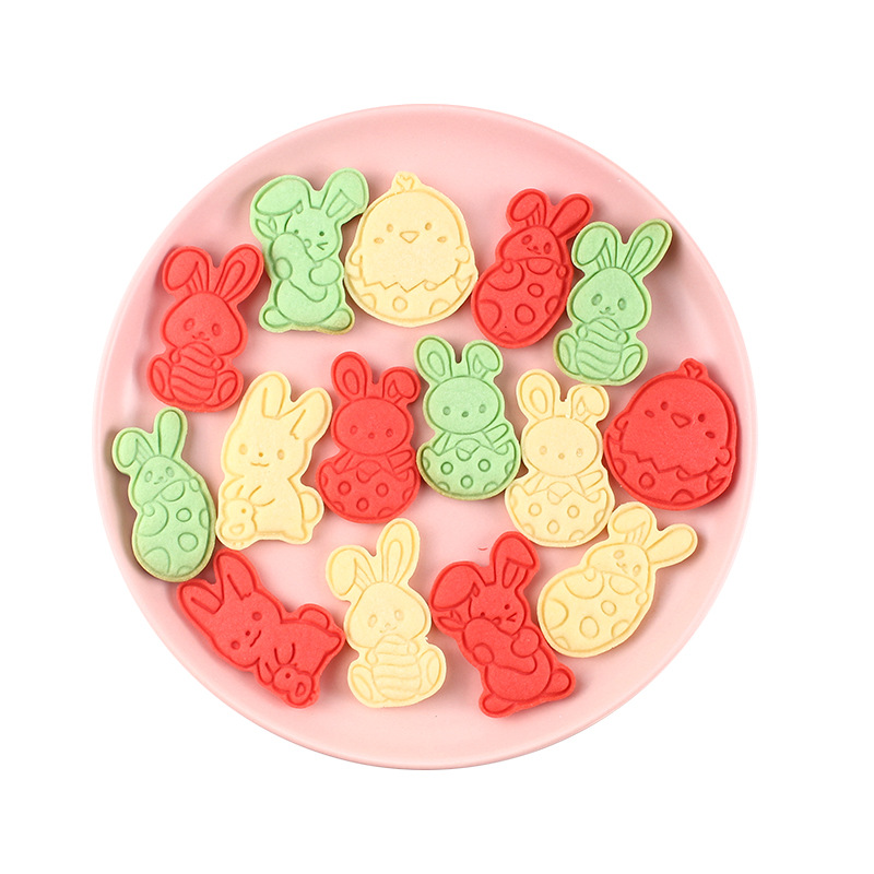 6pcs Mini Multi 3D Plastic Easter Rabbit Bunny Cookie Biscuit Mold Cutter Stamp Set
