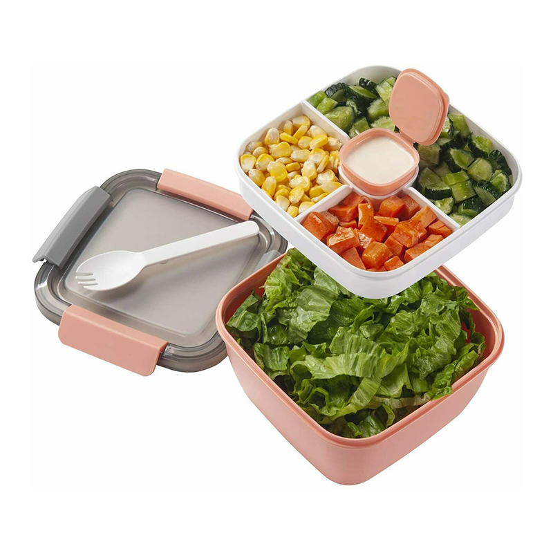 Поднос для салата Bento, пластиковый контейнер для еды с 3 отделениями, не содержит БФА