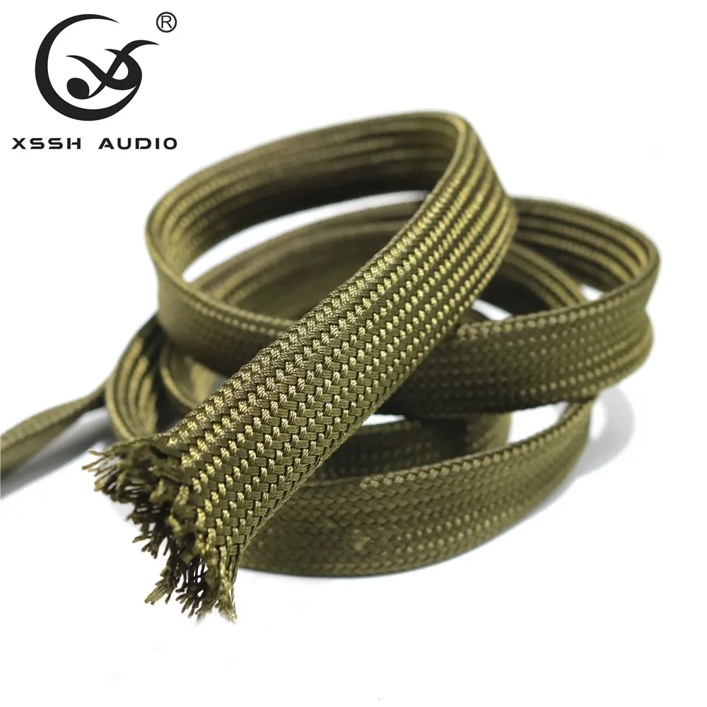 Wholesale Hot Selling Guangzhou YIVO XSSH 5mm-25mm Green Nylon Braided Fabric Tubing Cable Sleeving Cable Management Sleeve