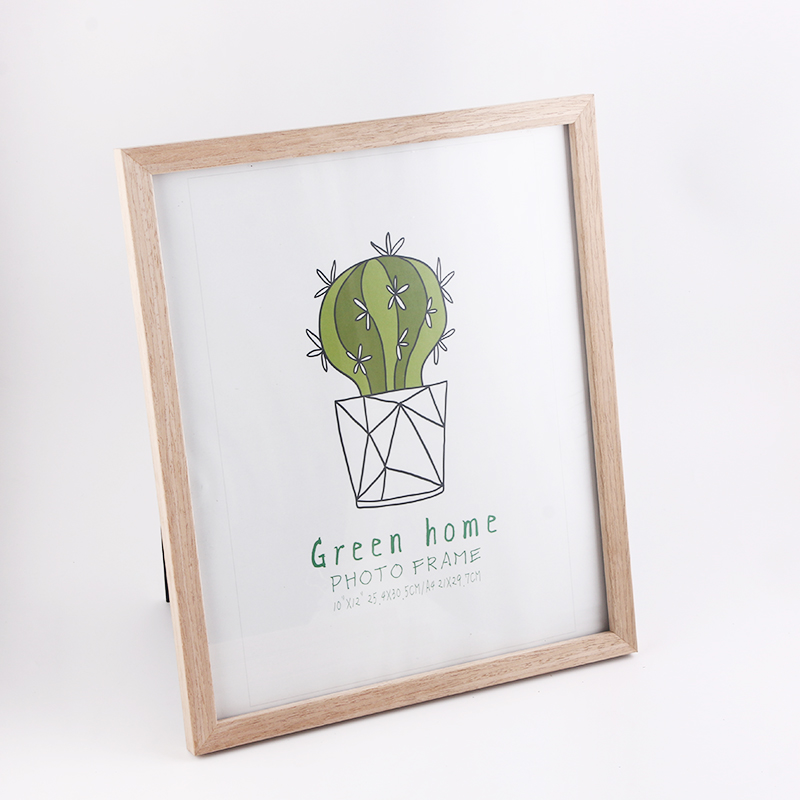 Wood Photo Frame with Glass Front Fit for Stands Vertically on Desk Table Top