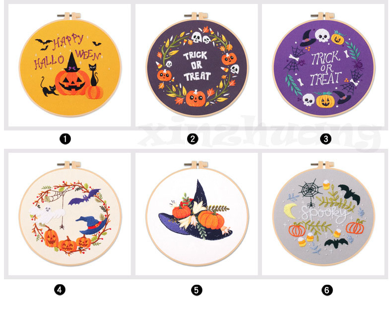 Cr-B216 Amazon Wholesale Adults Mini Cross Stitch Handmade Material Halloween Embroidery Kitwith Pattern For Beginners Starter
