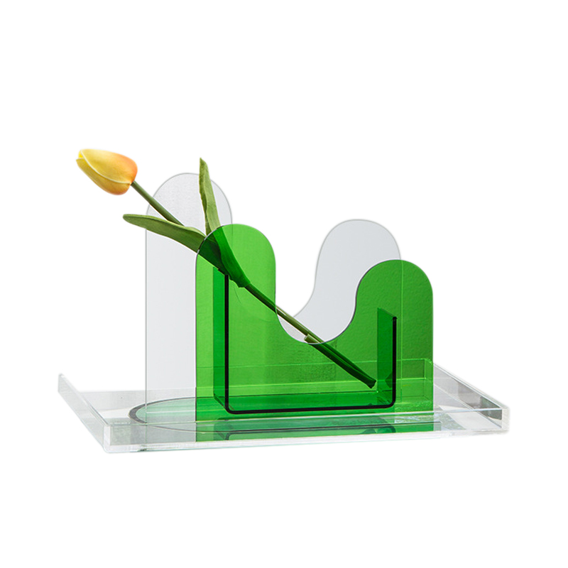 Plastic Thick Custom Irregular Contrast Color Blending Acrylic Vase for Home Table Decor