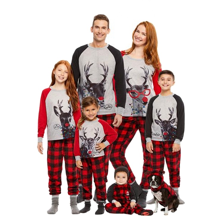 Elk Christmas Pajamas Family Cotton Striped Christmas Family Pajamas