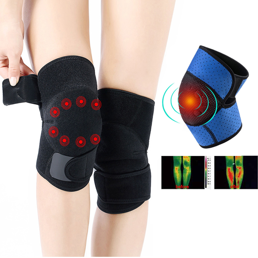 Adjustable Winter Sports Ski Safety Hot Pressure Magnetic Therapy Knee Brace Support Self Heating Knee Pads