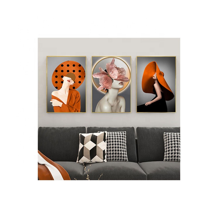 High Quality 3 Panel Painting Crystal Painting Wall Decoration Crystal Glass Painting Art Wall Decor With Frame