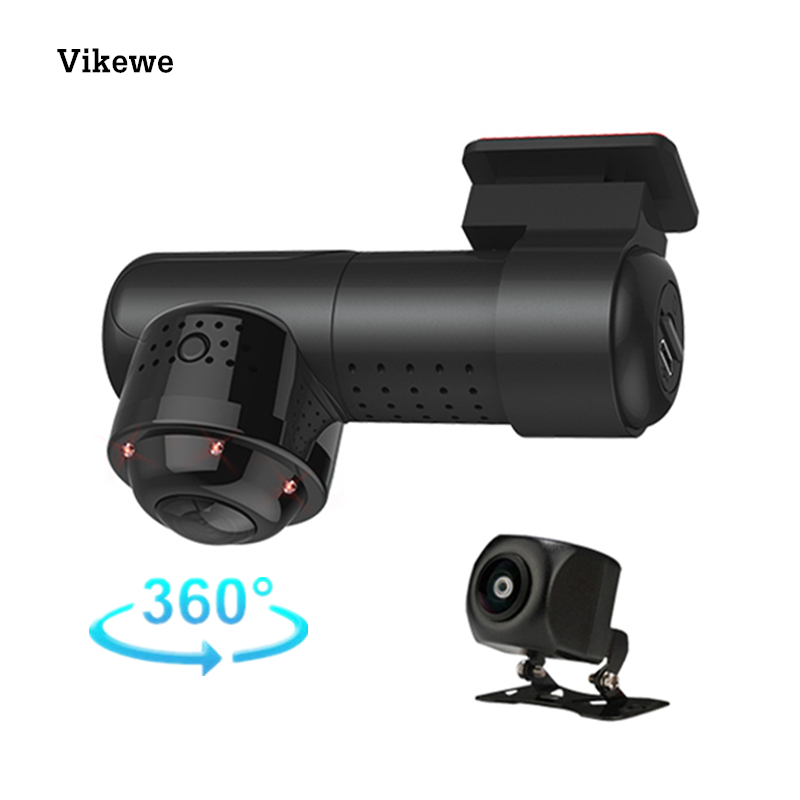 Автомобильный черный ящик DVR Английский Русский Голосовое управление HD 2160P WiFi ИК G-Датчик двойной объектив Novatek 96660 360 широкоугольный видеорегистратор