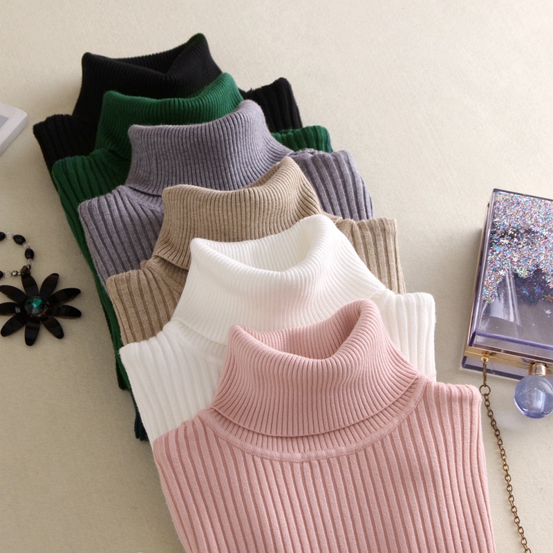 2021 Autumn Knitted Turtleneck Pullover Fashion Sweater Casual Fall Custom Sweaters Women