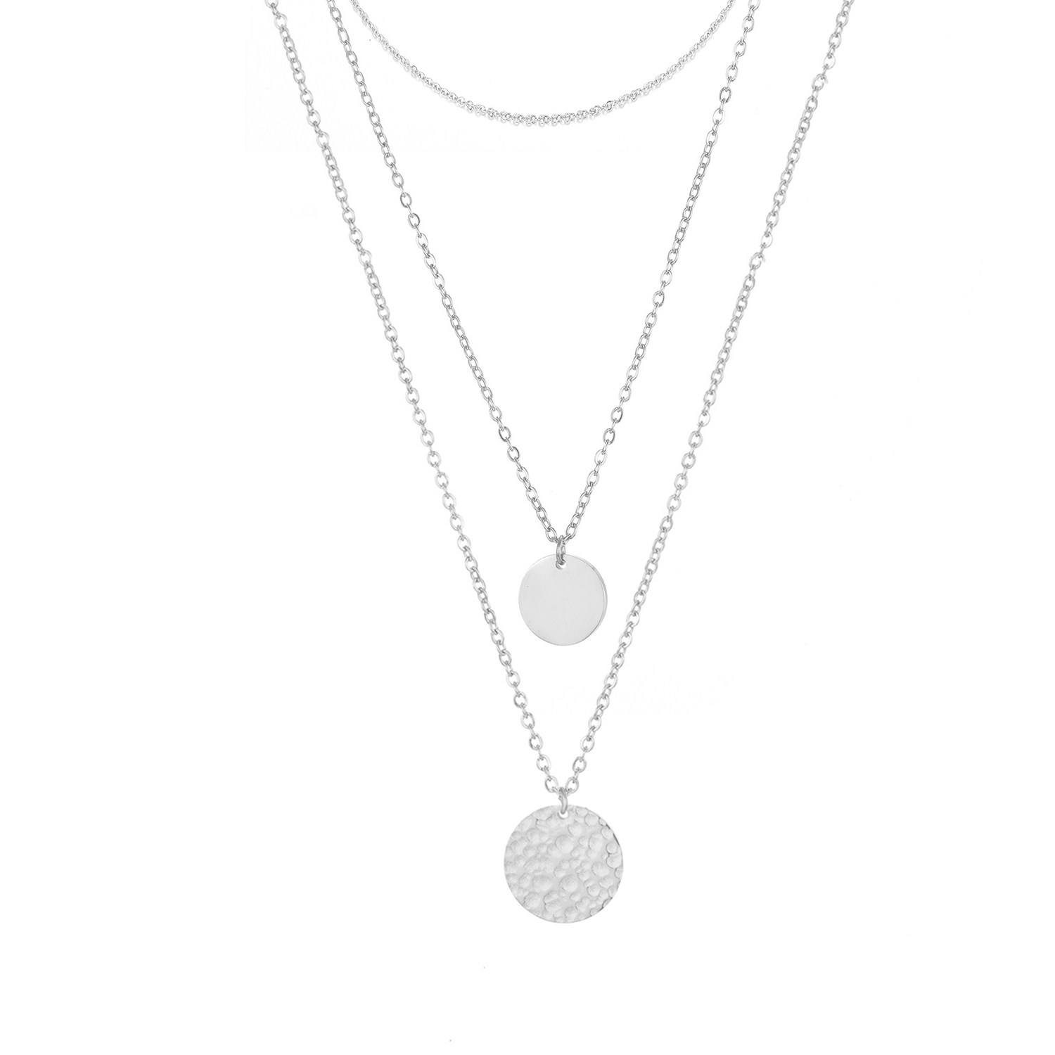 ZJCDNN001 Stainless steel Dainty Layered Circle Disc Pendant Necklace 14K Gold Plated Jewelry Necklace Set for Women